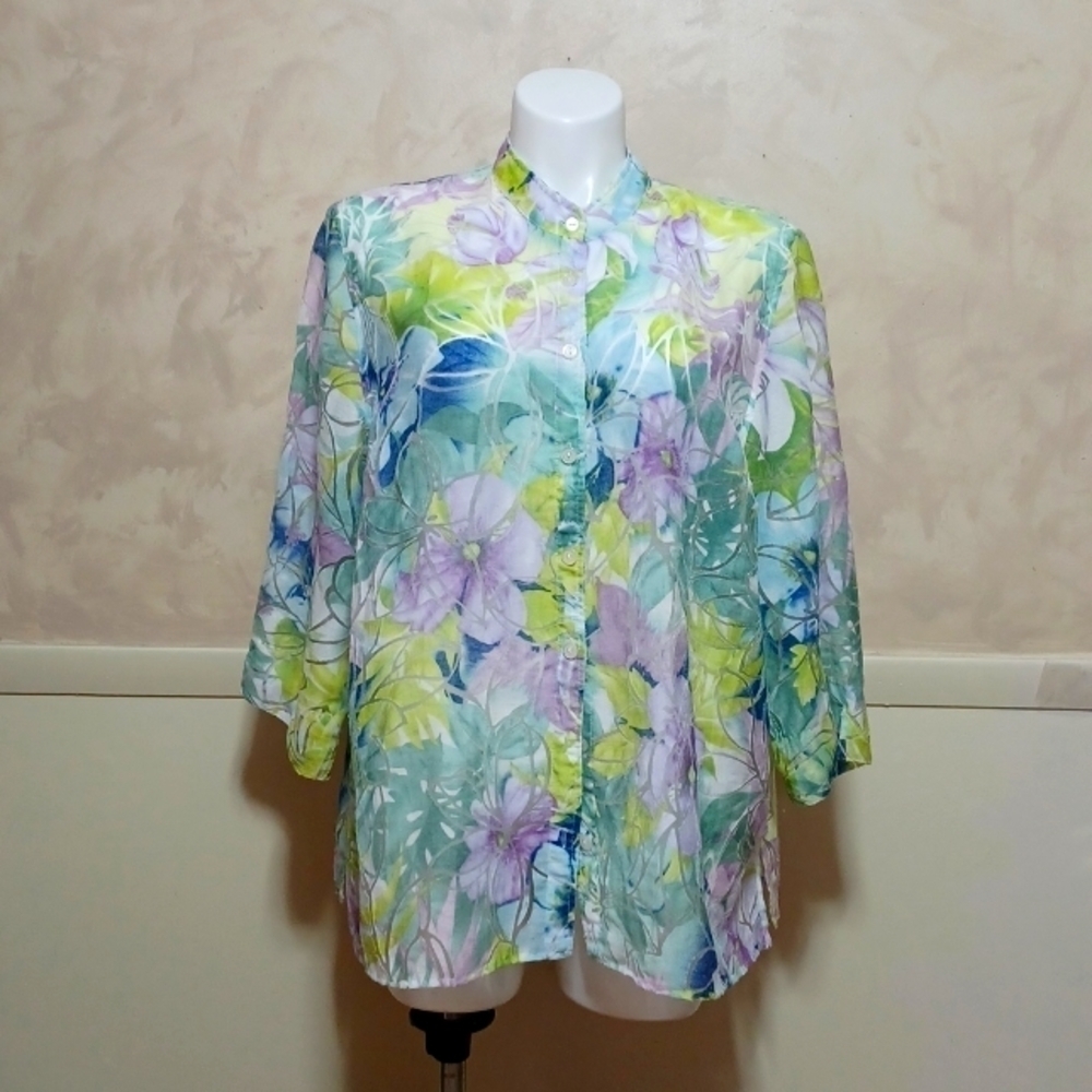 ALFRED DUNNER FLORAL BLOUSE SIZE 22
